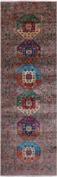 Turkmen Ersari Hand Knotted Wool Runner Rug - 2' 9" X 9' 0" - Golden Nile