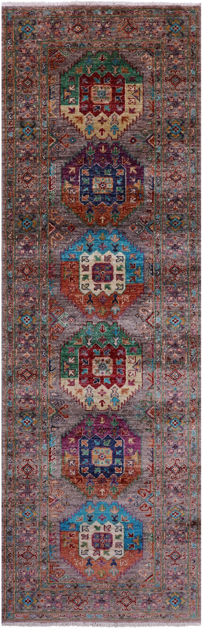 Turkmen Ersari Hand Knotted Wool Runner Rug - 2' 9" X 9' 0" - Golden Nile