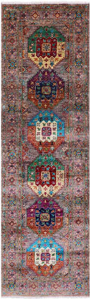 Turkmen Ersari Hand Knotted Wool Runner Rug - 2' 9" X 8' 11" - Golden Nile