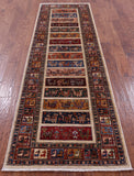 Tribal Persian Gabbeh Handmade Wool Runner Rug - 2' 8" X 8' 10" - Golden Nile