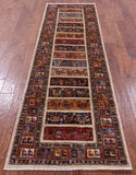 Tribal Persian Gabbeh Hand Knotted Wool Rug - 2' 7" X 8' 9" - Golden Nile