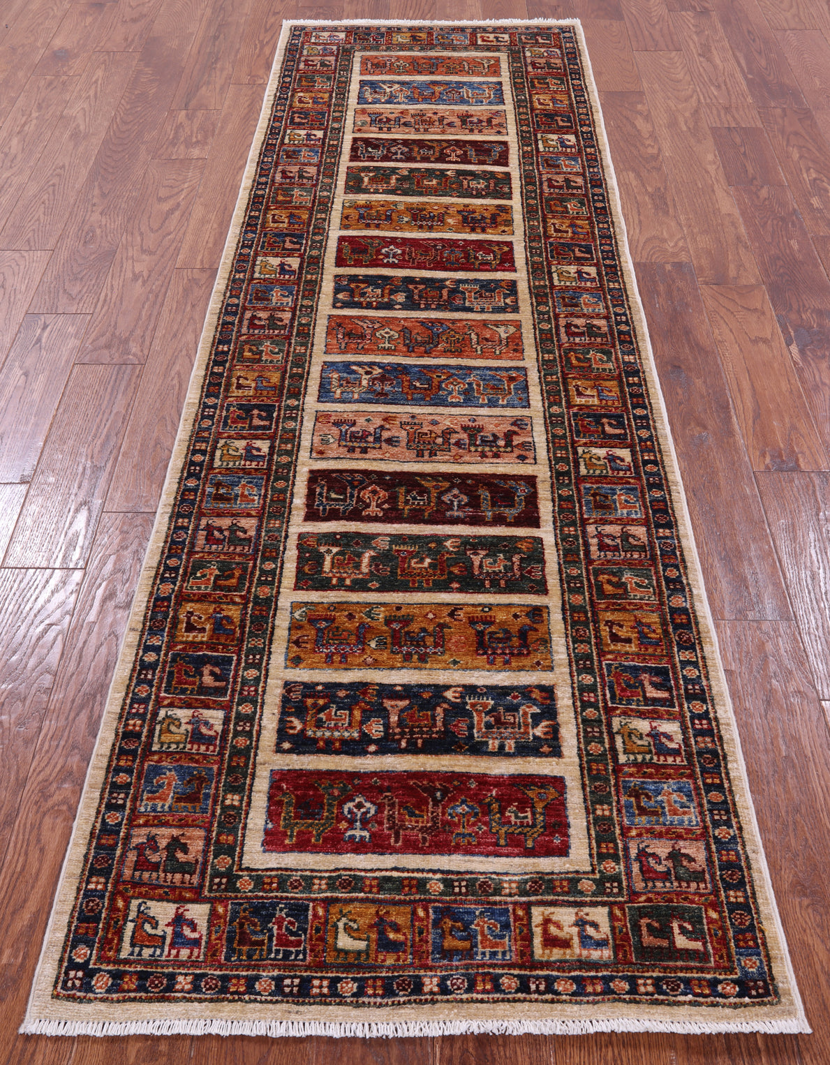Tribal Persian Gabbeh Hand Knotted Wool Rug - 2' 7" X 8' 9" - Golden Nile
