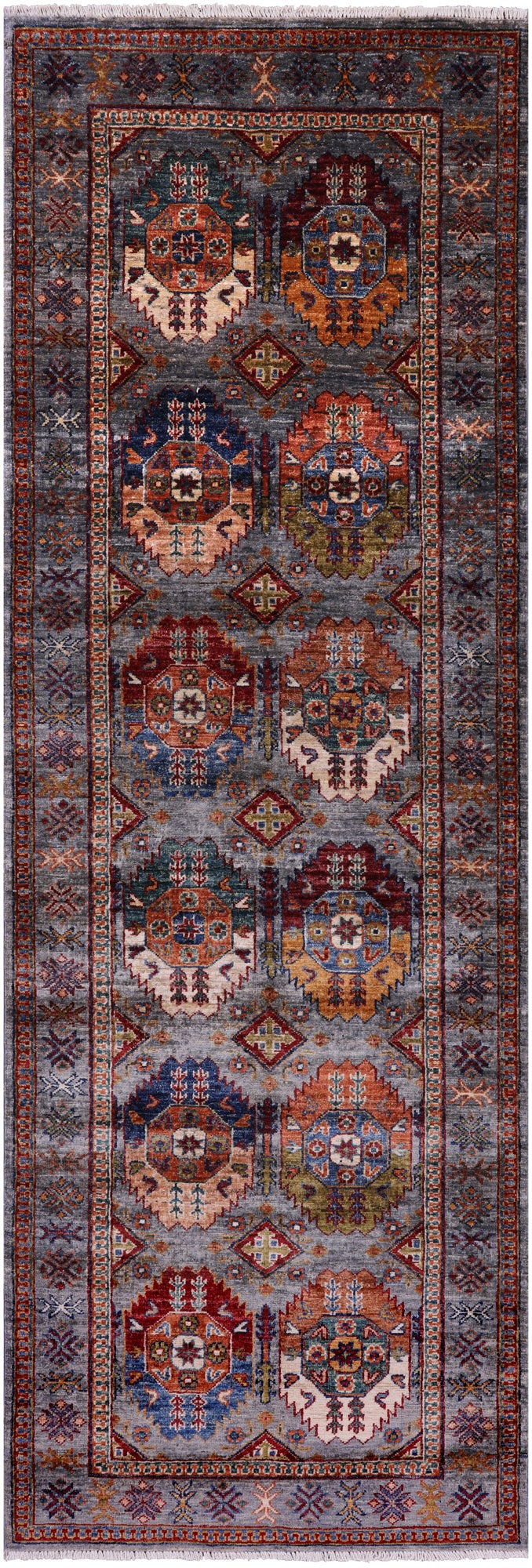 Turkmen Ersari Hand Knotted Wool Runner Rug - 2' 10