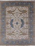 Ivory Turkish Oushak Hand Knotted Wool Area Rug - 9' 2" X 11' 9" - Golden Nile
