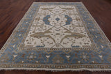 Ivory Turkish Oushak Hand Knotted Wool Area Rug - 9' 2" X 11' 9" - Golden Nile