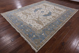 Ivory Turkish Oushak Hand Knotted Wool Area Rug - 9' 2" X 11' 9" - Golden Nile
