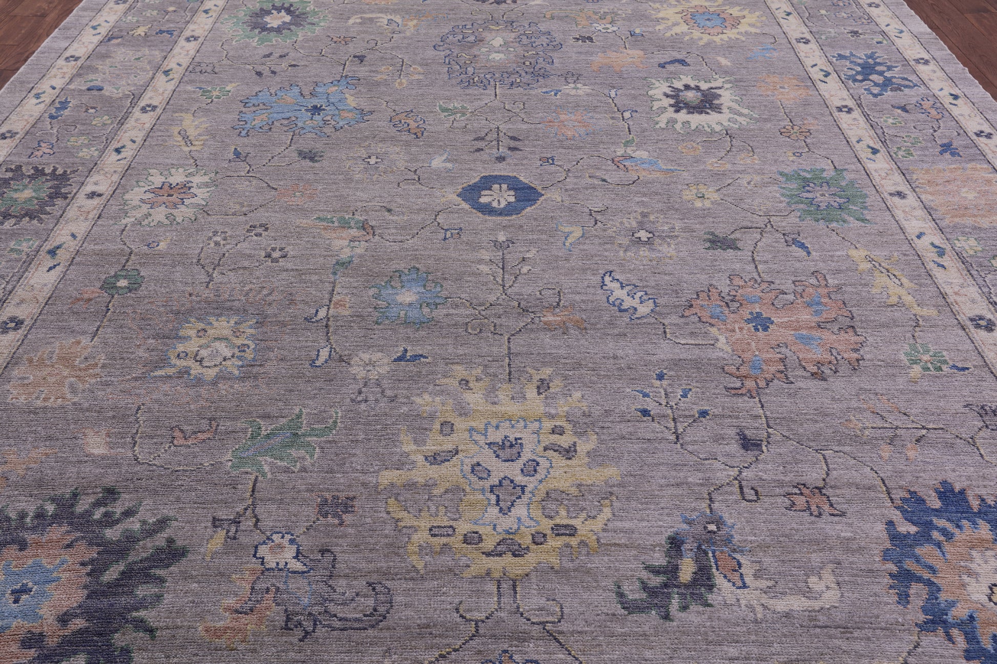 Grey Turkish Oushak Hand Knotted Wool on Wool Rug - 10' 0" X 12' 11" - Golden Nile