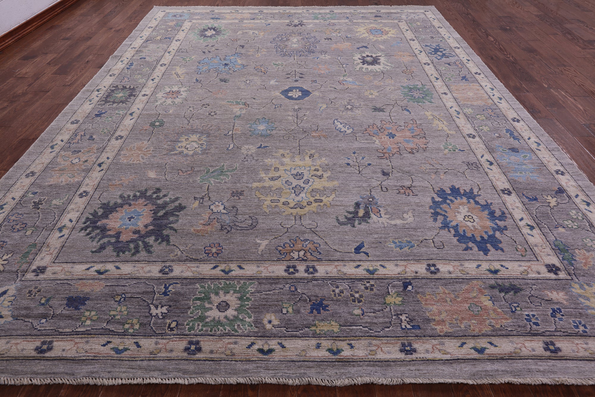 Grey Turkish Oushak Hand Knotted Wool on Wool Rug - 10' 0" X 12' 11" - Golden Nile