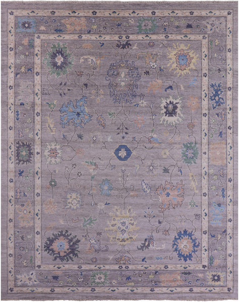 Grey Turkish Oushak Hand Knotted Wool on Wool Rug - 10' 0" X 12' 11" - Golden Nile