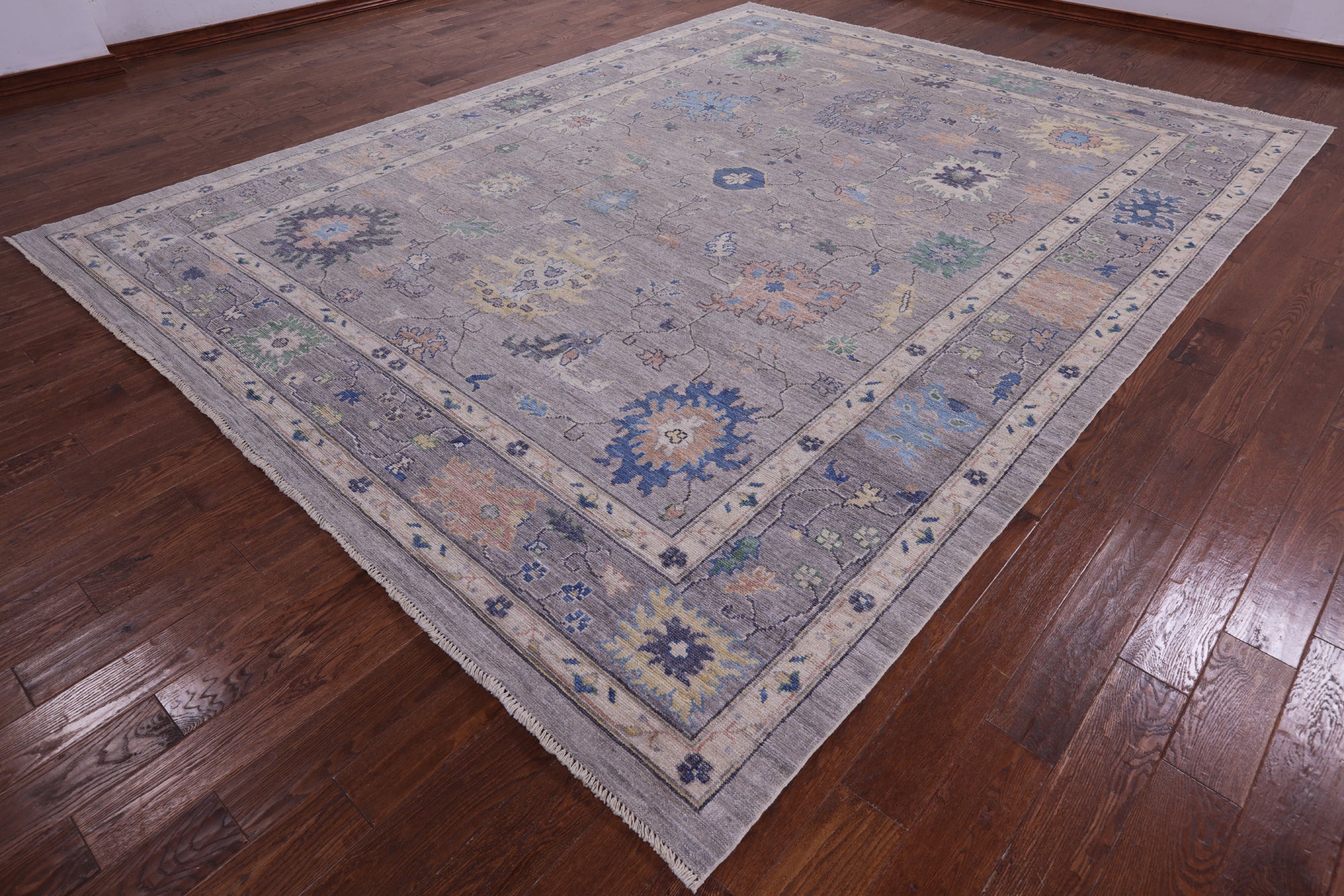 Grey Turkish Oushak Hand Knotted Wool on Wool Rug - 10' 0" X 12' 11" - Golden Nile