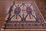 Ivory Super Kazak Hand Knotted Wool Rug - 8' 4" X 10' 0" - Golden Nile