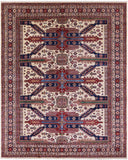Ivory Super Kazak Hand Knotted Wool Rug - 8' 4" X 10' 0" - Golden Nile