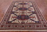 Ivory Super Kazak Hand Knotted Wool Rug - 8' 4" X 10' 0" - Golden Nile
