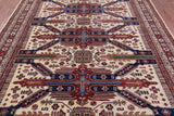 Ivory Super Kazak Hand Knotted Wool Rug - 8' 4" X 10' 0" - Golden Nile