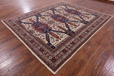 Ivory Super Kazak Hand Knotted Wool Rug - 8' 4" X 10' 0" - Golden Nile