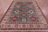 Green Super Kazak Hand Knotted Wool Rug - 8' 1" X 9' 11" - Golden Nile