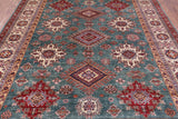Green Super Kazak Hand Knotted Wool Rug - 8' 1" X 9' 11" - Golden Nile