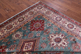 Green Super Kazak Hand Knotted Wool Rug - 8' 1" X 9' 11" - Golden Nile