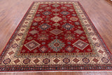 Red Super Kazak Hand Knotted Wool Rug - 8' 10" X 11' 10" - Golden Nile