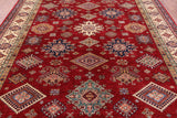 Red Super Kazak Hand Knotted Wool Rug - 8' 10" X 11' 10" - Golden Nile