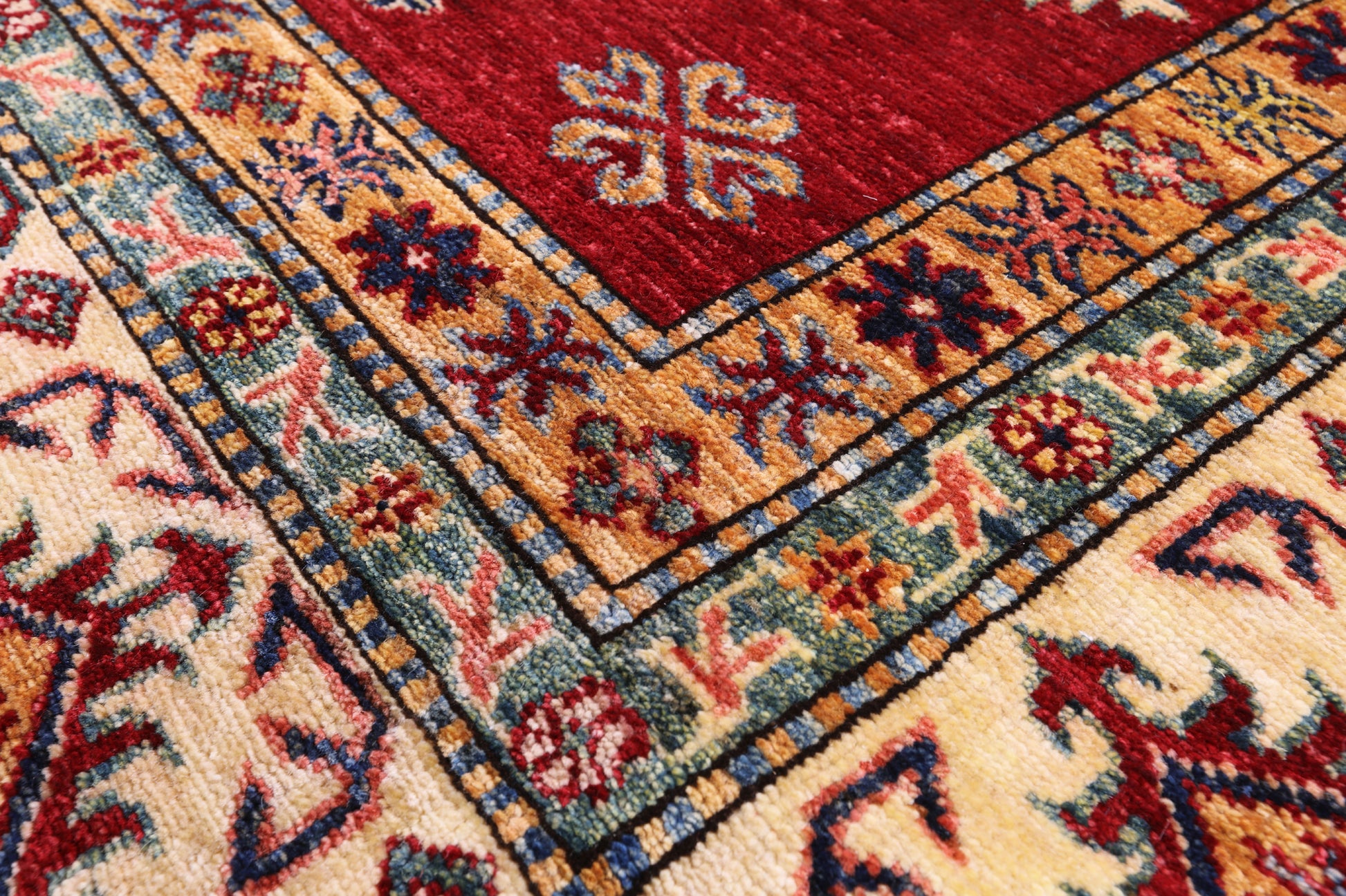 Red Super Kazak Hand Knotted Wool Rug - 8' 10" X 11' 10" - Golden Nile