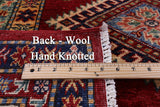 Red Super Kazak Hand Knotted Wool Rug - 8' 10" X 11' 10" - Golden Nile