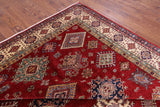 Red Super Kazak Hand Knotted Wool Rug - 8' 10" X 11' 10" - Golden Nile