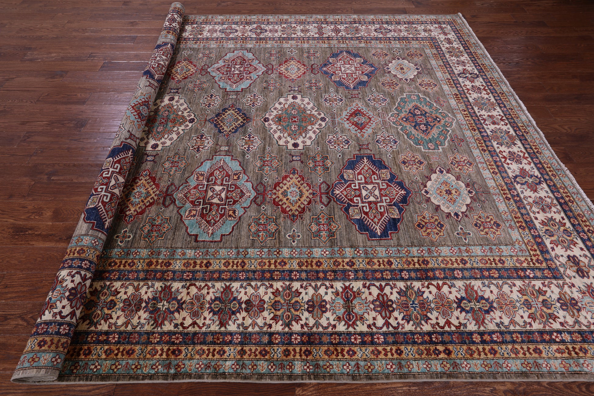 Super Kazak Hand Knotted Wool Rug - 9' 3" X 11' 11" - Golden Nile