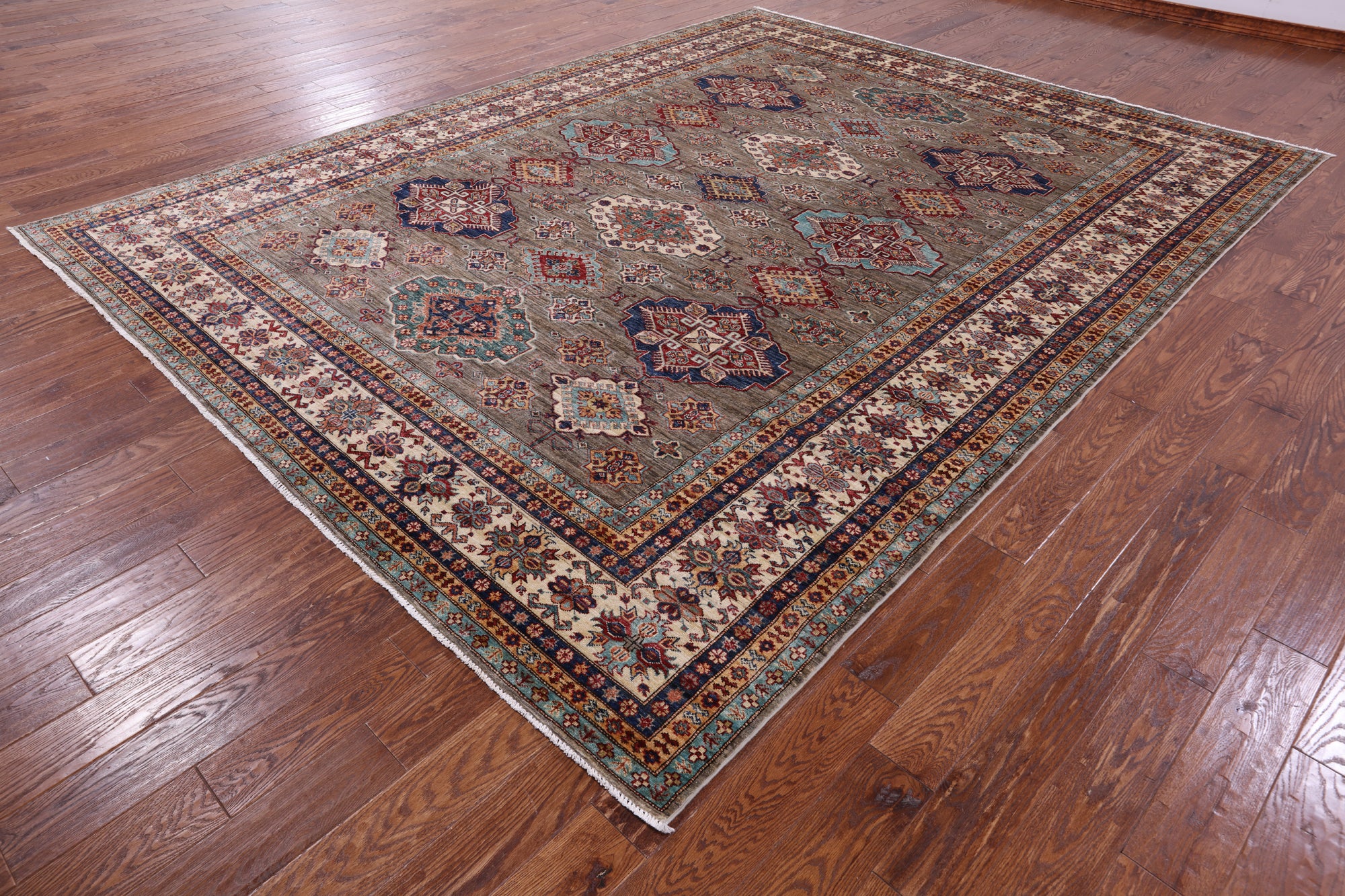 Super Kazak Hand Knotted Wool Rug - 9' 3" X 11' 11" - Golden Nile