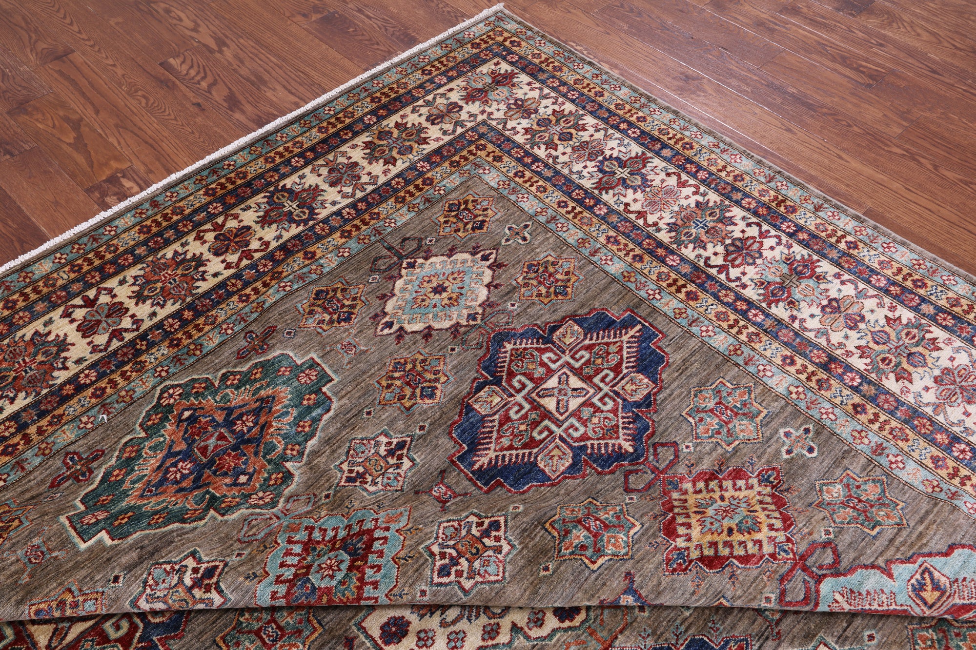 Super Kazak Hand Knotted Wool Rug - 9' 3" X 11' 11" - Golden Nile