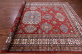 Red Super Kazak Hand Knotted Wool Rug - 8' 10" X 12' 7" - Golden Nile