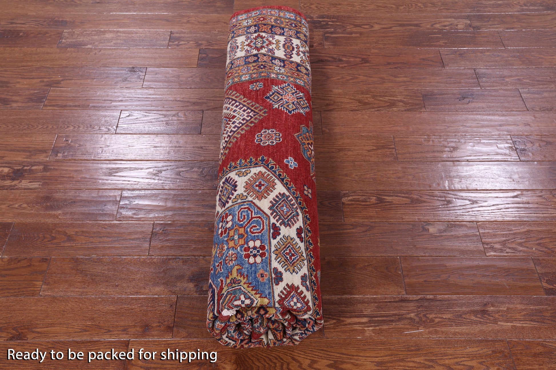 Red Super Kazak Hand Knotted Wool Rug - 8' 10" X 12' 7" - Golden Nile