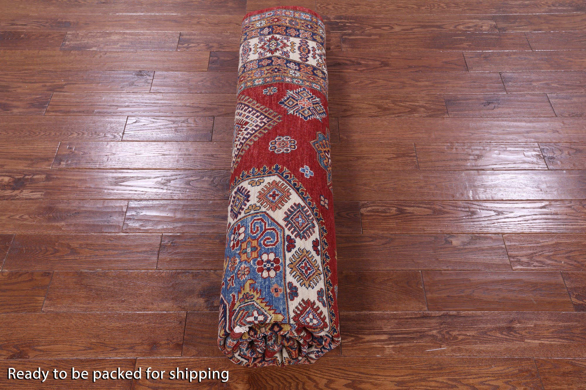 Red Super Kazak Hand Knotted Wool Rug - 8' 10" X 12' 7" - Golden Nile