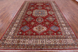 Red Super Kazak Hand Knotted Wool Rug - 8' 10" X 12' 7" - Golden Nile