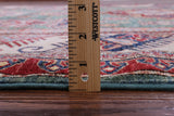 Green Super Kazak Hand Knotted Wool Rug - 6' 9" X 9' 6" - Golden Nile
