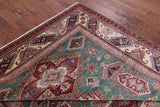 Green Super Kazak Hand Knotted Wool Rug - 6' 9" X 9' 6" - Golden Nile