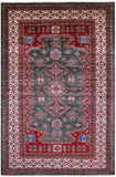 Green Super Kazak Hand Knotted Wool Rug - 5' 10" X 8' 9" - Golden Nile