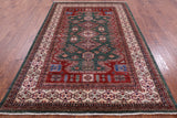 Green Super Kazak Hand Knotted Wool Rug - 5' 10" X 8' 9" - Golden Nile