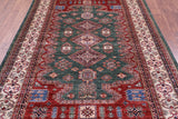 Green Super Kazak Hand Knotted Wool Rug - 5' 10" X 8' 9" - Golden Nile