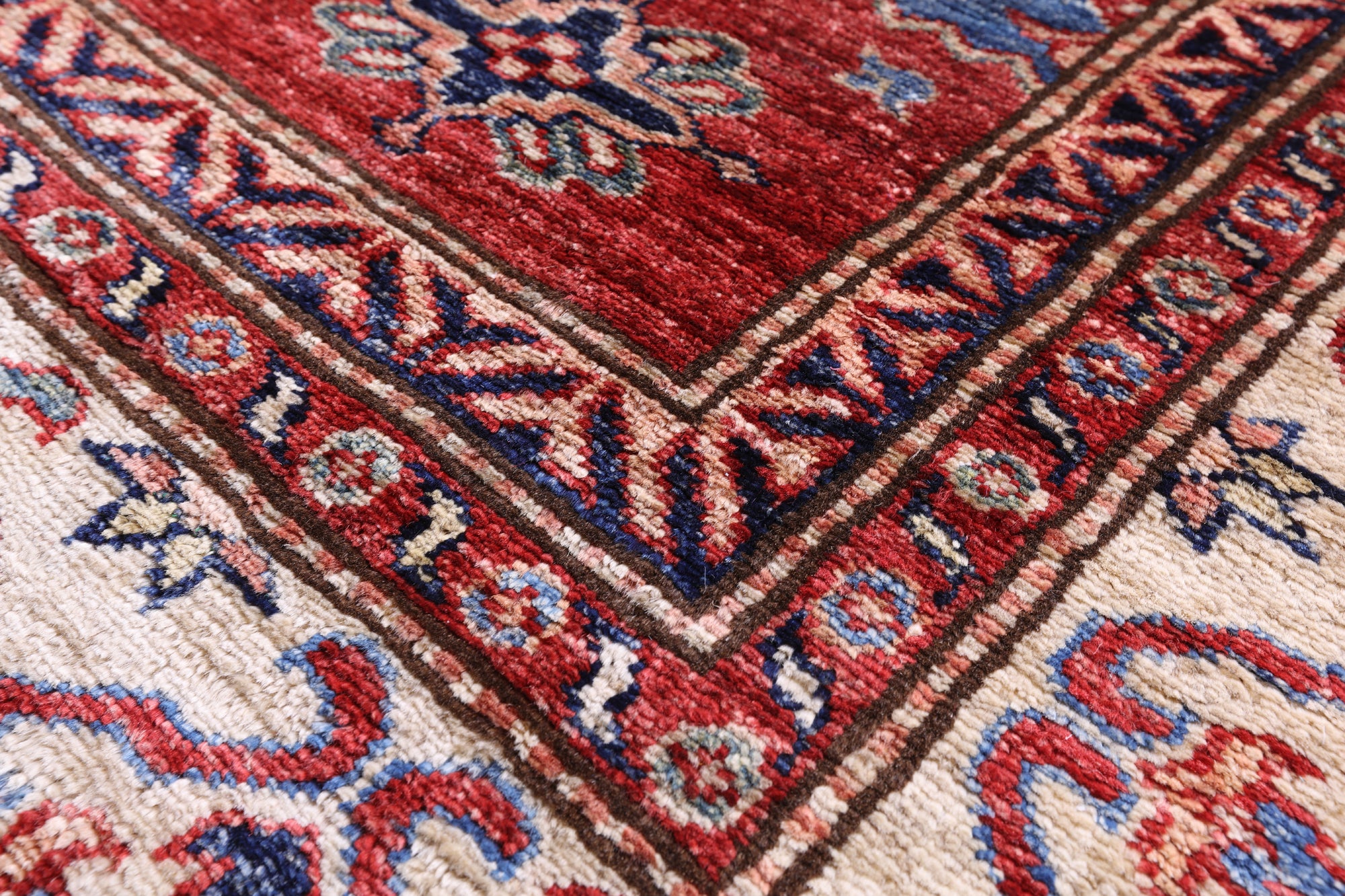 Green Super Kazak Hand Knotted Wool Rug - 5' 10" X 8' 9" - Golden Nile