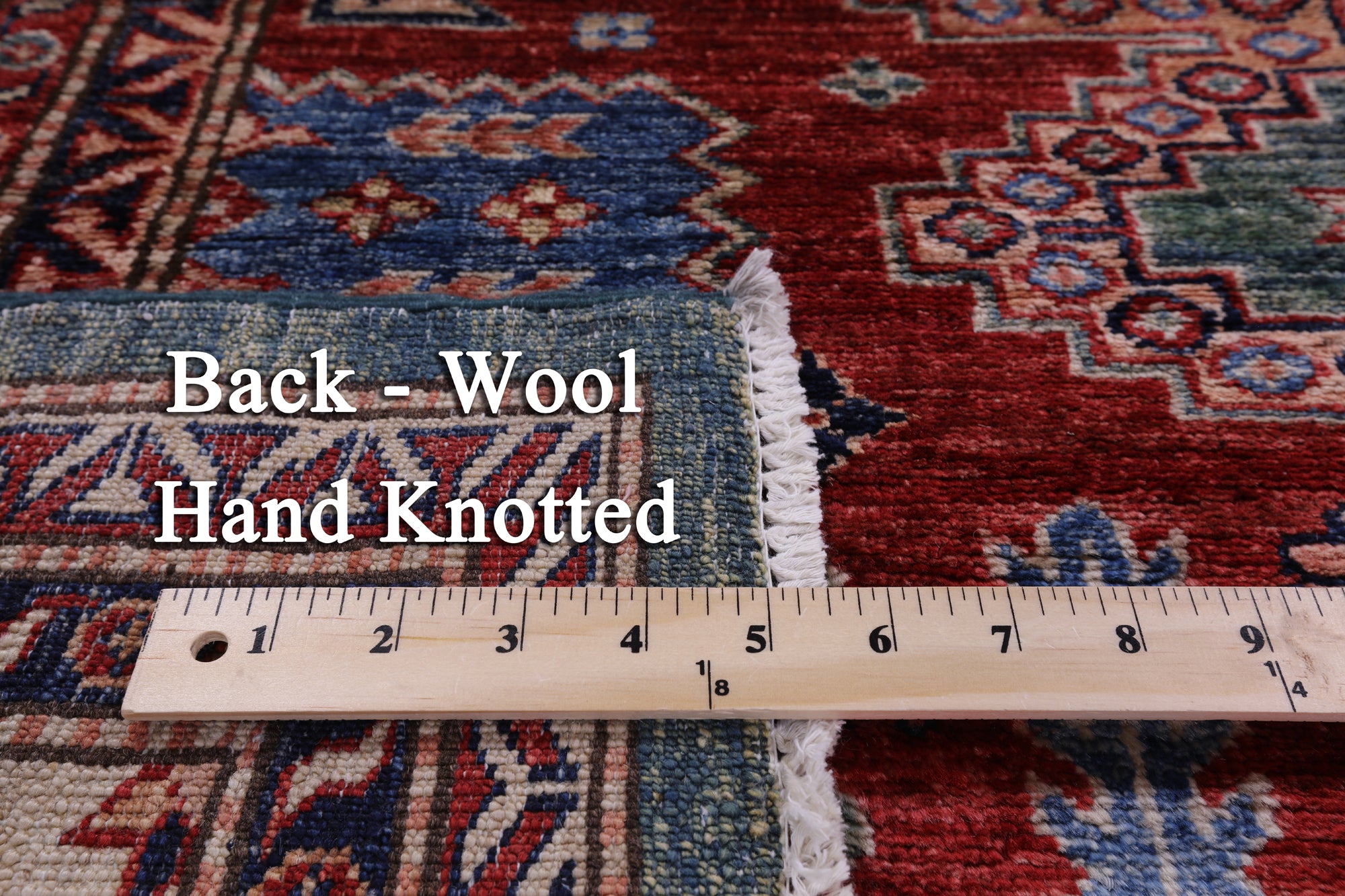 Green Super Kazak Hand Knotted Wool Rug - 5' 10" X 8' 9" - Golden Nile