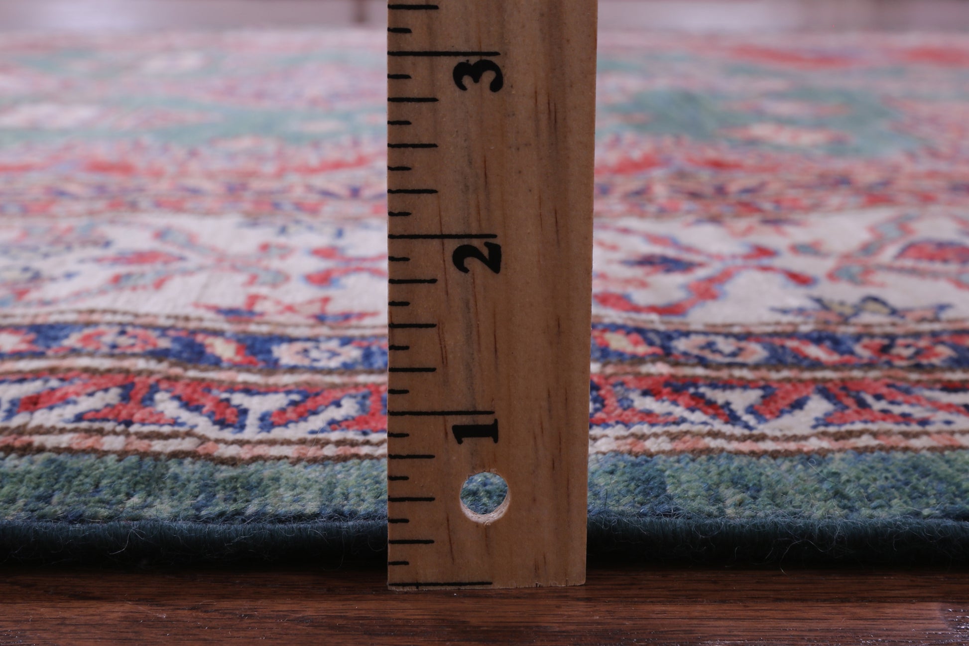 Green Super Kazak Hand Knotted Wool Rug - 5' 10" X 8' 9" - Golden Nile