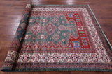 Green Super Kazak Hand Knotted Wool Rug - 5' 10" X 8' 9" - Golden Nile