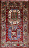Red Super Kazak Handmade Wool Rug - 3' 11" X 6' 2" - Golden Nile