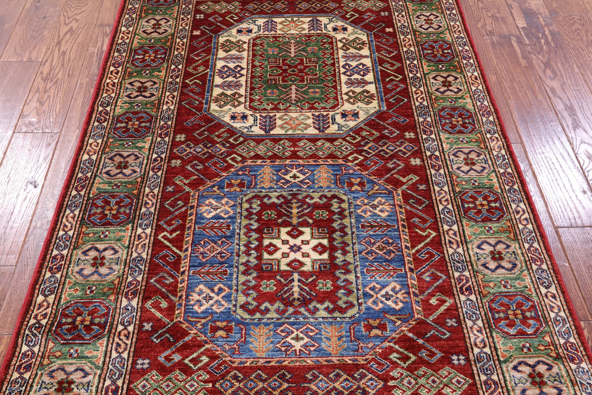 Red Super Kazak Handmade Wool Rug - 3' 11" X 6' 2" - Golden Nile