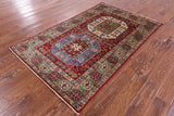 Red Super Kazak Handmade Wool Rug - 3' 11" X 6' 2" - Golden Nile