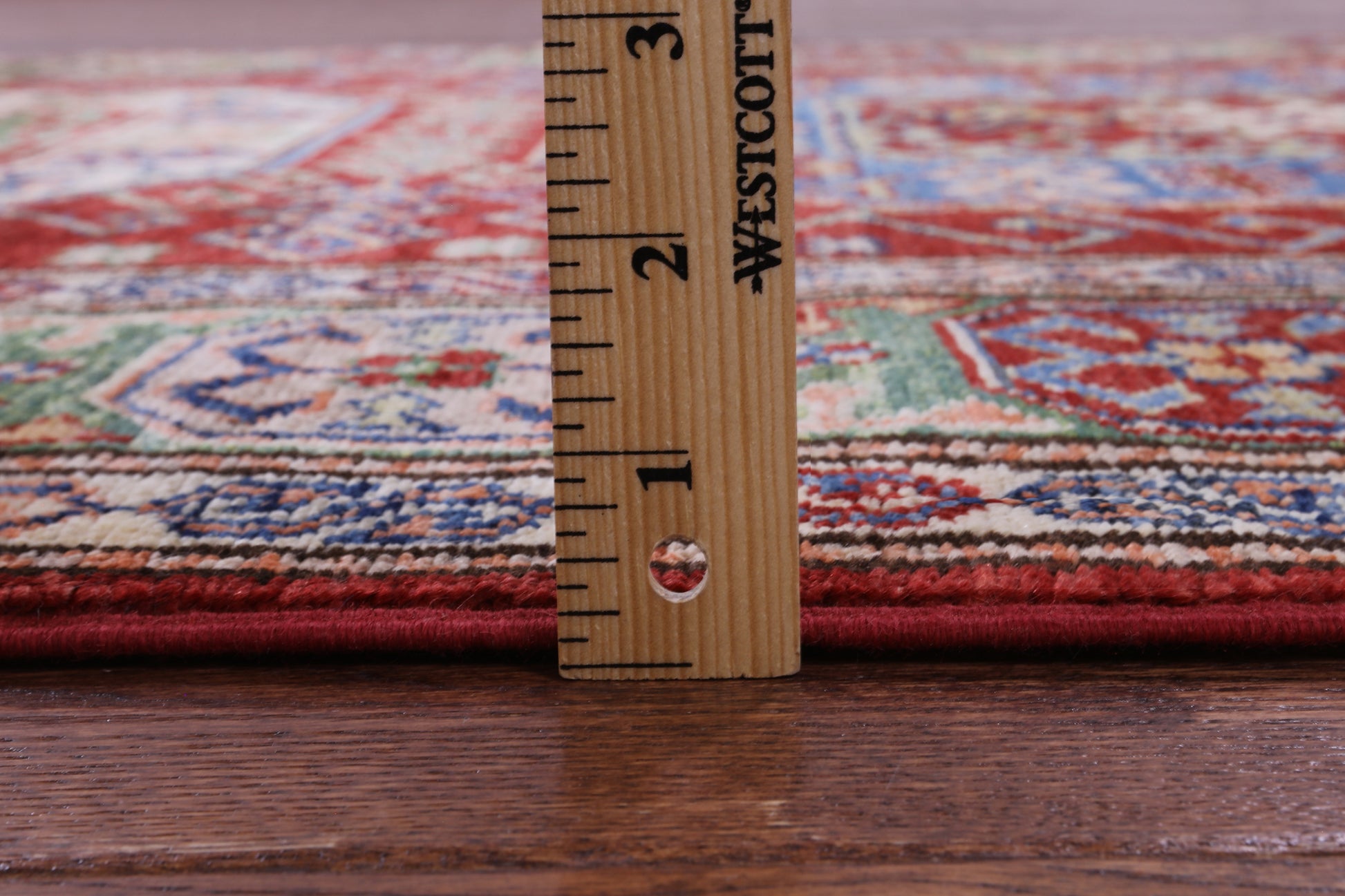 Red Super Kazak Handmade Wool Rug - 3' 11" X 6' 2" - Golden Nile