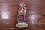 Ivory Super Kazak Hand Knotted Wool Runner Rug - 2' 8" X 9' 5" - Golden Nile