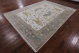 Ivory Turkish Oushak Hand Knotted Wool Area Rug - 9' 0" X 11' 9" - Golden Nile