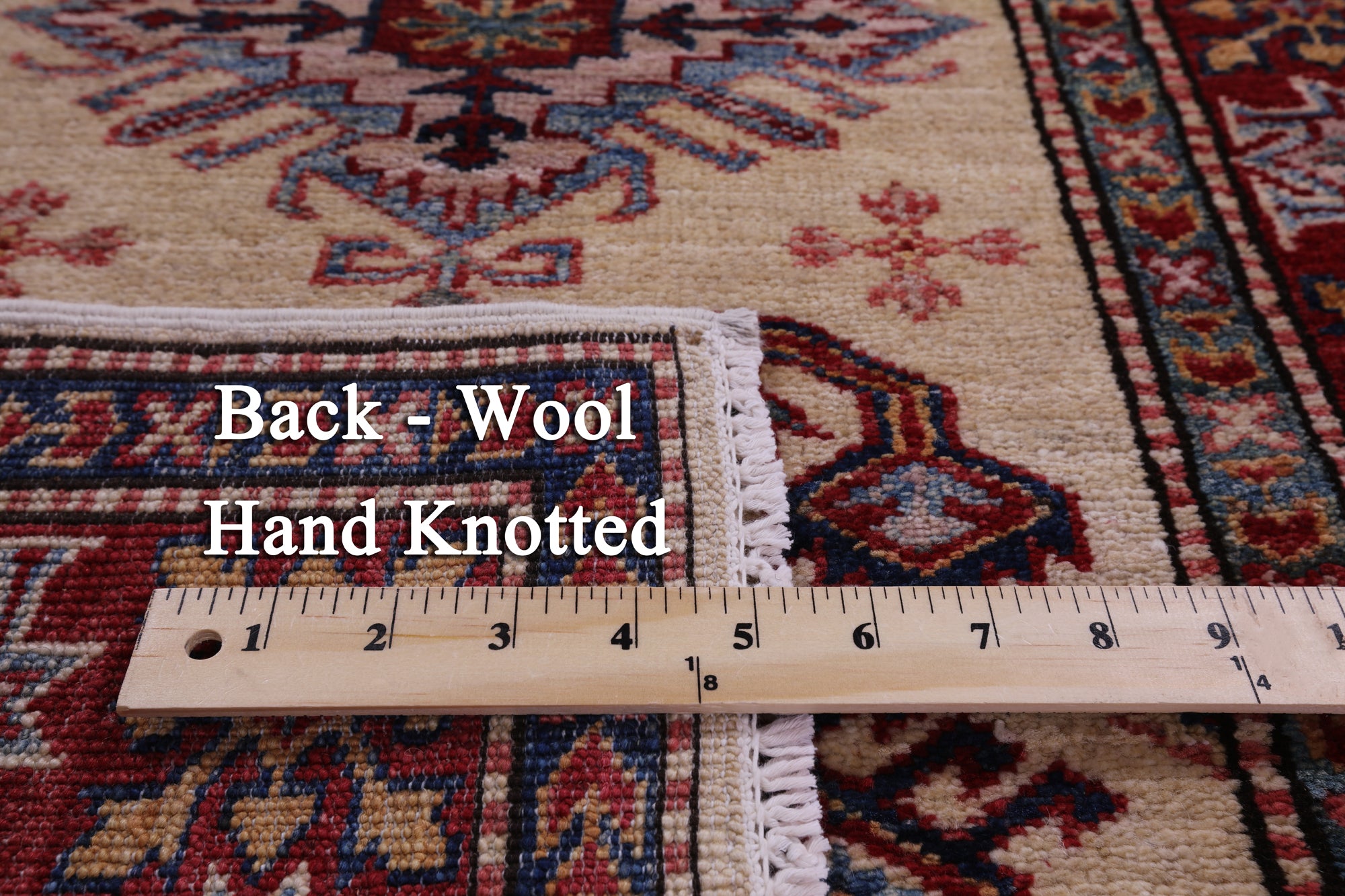 Ivory Super Kazak Hand Knotted Wool Runner Rug - 2' 7" X 8' 4" - Golden Nile